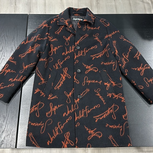 Supreme Script Logos Wool Overcoat - M - Picture 5 of 12